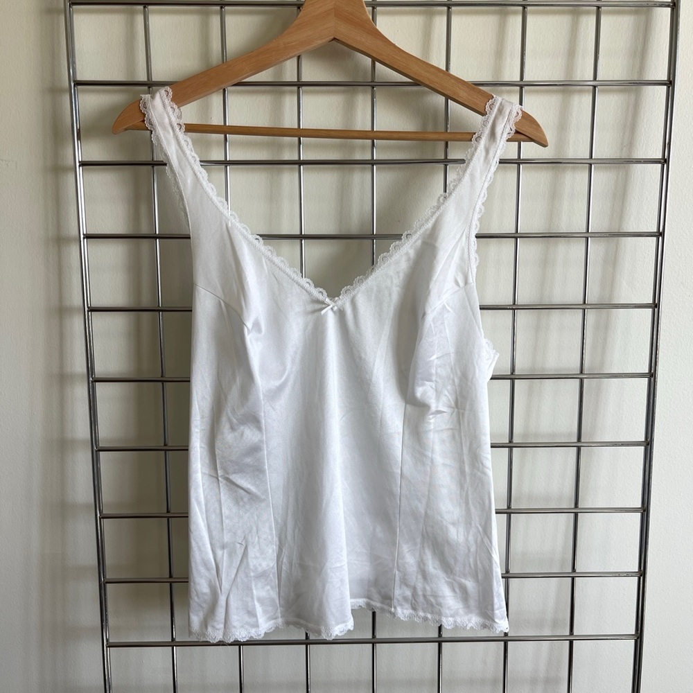 White Lace Trim Camisole Top